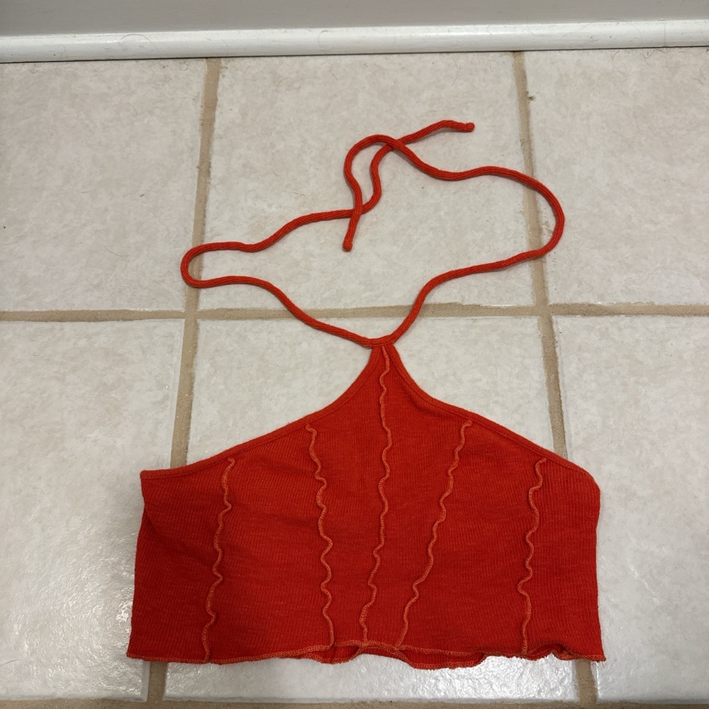 Women's Orange Halter Top